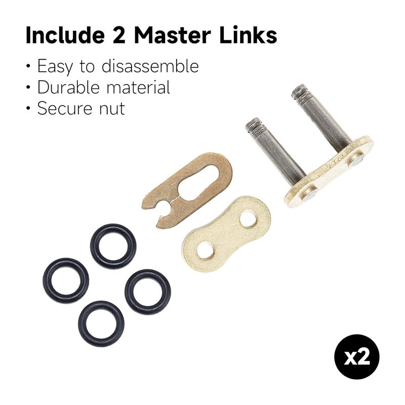 HILAKE HIALKE Gold 525 X-Ring Chain 130 Links with Connecting Master Link and Chain Breaker(525HX-130L Chain Breaker Set) - Image 4